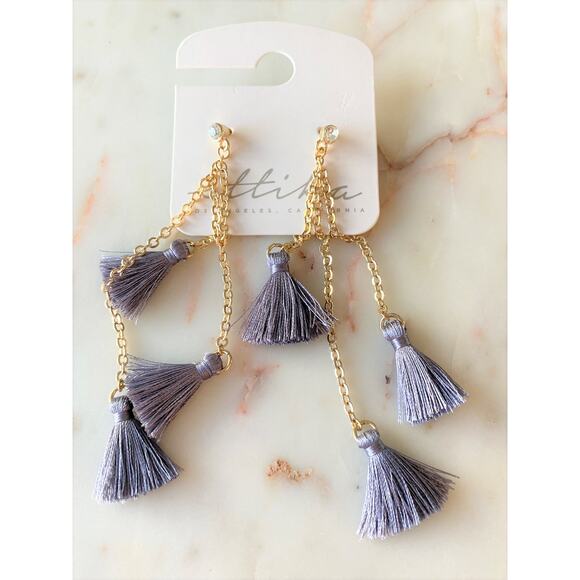 Ettika Revolve Drop Purple Tassels Fashion Earrings - Picture 1 of 3
